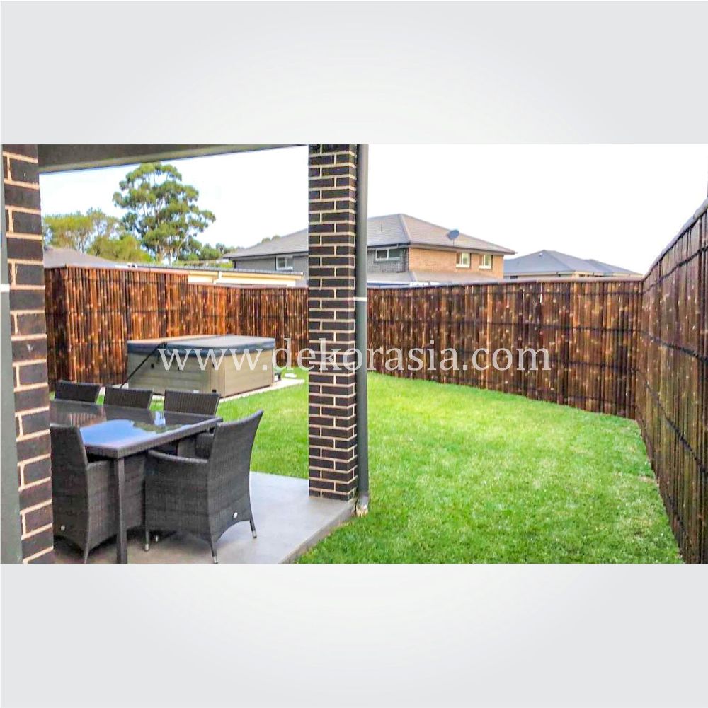 Bamboo Border Natural bamboo fence 2 back slats black coco rope - Image 2