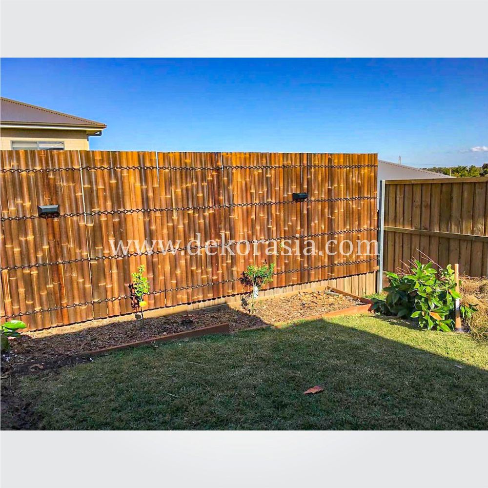 Half Cut Black Bamboo Fence 2 Back Slats Black Coco Rope - Image 3